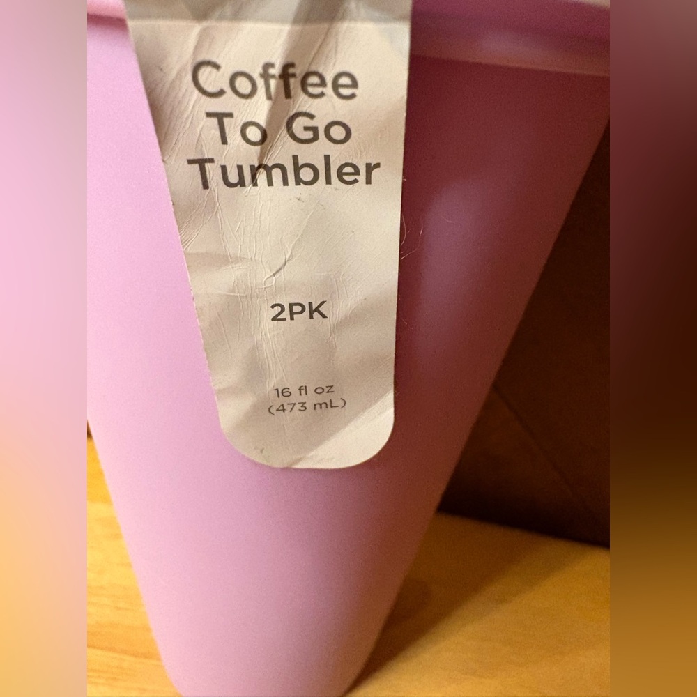 True Living “Bee Happy” Reusable Coffee Tumbler Set | Pink | 16 oz | 2 Pack - Picture 6 of 9